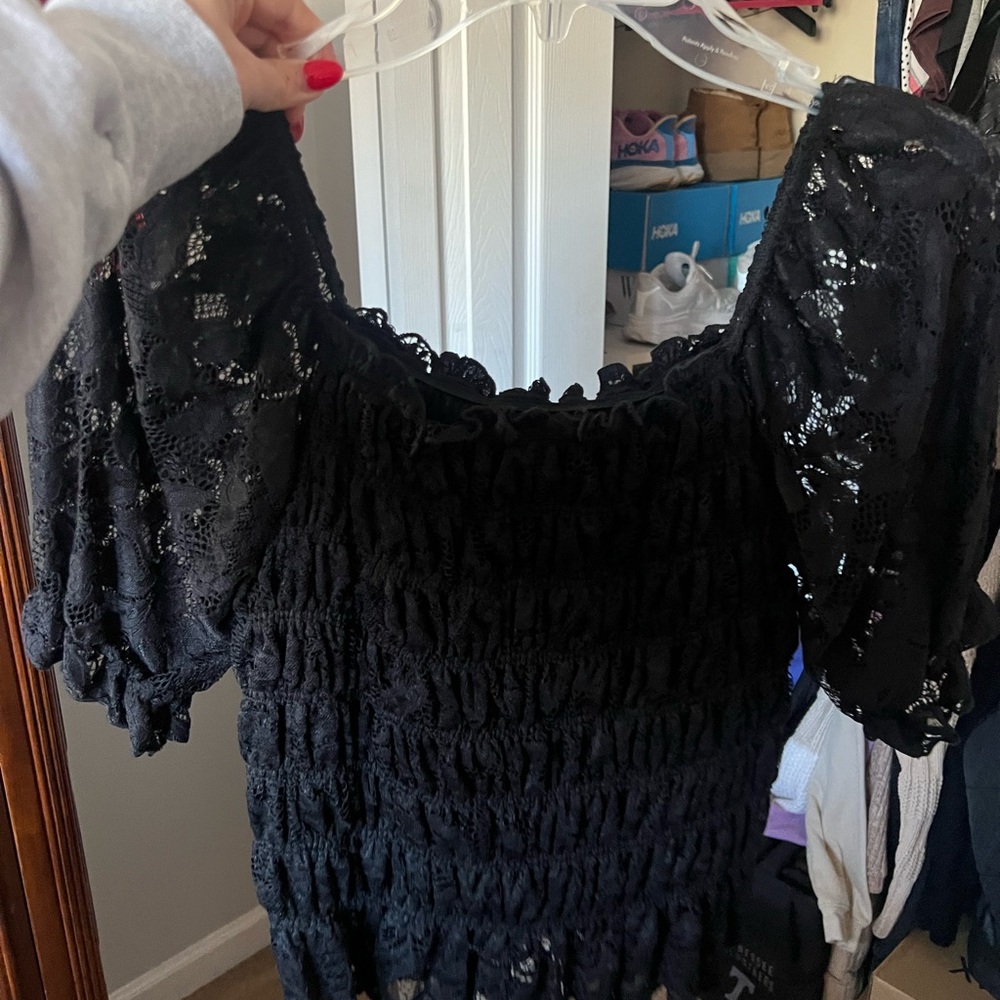 Black Lace Off-Shoulder Top